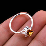 0.4ct Oval Cut Yellow Citrine Stylish Split Shank Ring 14k White Gold Finish