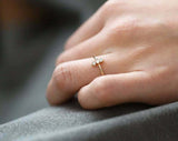 0.3ct Engagement Ring Baguette Diamond Trilogy Minimalist 14k Yellow Gold Finish