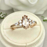 2ct Engagement Ring Marquise Cut Morganite Diamond Petite 14k Yellow Gold Finish