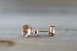 0.5ct Oval Cut Peach Morganite Solitaire Stud Earrings 14k Rose Gold Finish