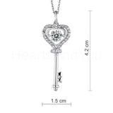1ct Round Cut Moissanite Dancing Key Pendant with Chain 14k White Gold Plated