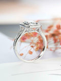Halo Split Shank Engagement Ring 2.3ct Radiant Cut Diamond 14k White Gold Finish