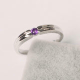 0.3ct Engagement Ring Round Cut Purple Amethyst Solitaire 14k White Gold Finish