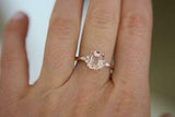 2ct Engagement Ring Emerald Cut Peach Morganite Diamond Accent 14k RoseGold Over