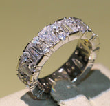 4ct Round & Baguette Cut Diamond Wedding Ring Band 14k WhiteGold Finish Eternity