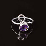 0.5ct Engagement Ring Oval Cut Purple Amethyst Petite 14k White Gold Finish