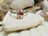 1.3ct Engagement Ring Oval Cut Peach Morganite Solitaire 14k White Gold Finish