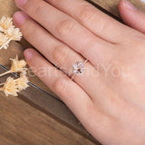 1ct Round Cut Simulated Peach Morganite Accented Halo Ring 14k Rose Gold Plated