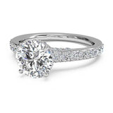 2.7ct Round Cut Diamond Engagement Ring Accents Solitaire 14k White Gold Finish