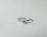 0.5ct Engagement Ring Oval Cut Aquamarine Minimalist Trilogy 14k White Gold Over