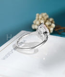 0.5ct Pear Cut Simulated Morganite Crown Engagement Ring 14k White Gold Plated