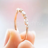 0.3ct Marquise Simulated Diamond Minimalist Wedding Band 14k Rose Gold Plated
