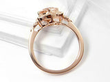 1.9ct Engagement Ring Round Cut Peach Morganite Floral 14k Rose Gold Finish