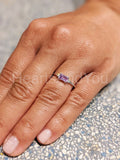 0.5ct Baguette Cut Simulated Purple Amethyst Trilogy Ring 14k White Gold Plated