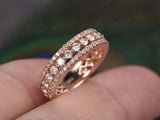 2.2ct Round Cut Diamond Wedding Band 3 Rows 3/4th Eternity 14k Rose Gold Finish