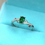 1.2ct Oval Cut Emerald Engagement Ring Solitaire with Accent 14k White Gold Over