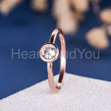 0.5ct Round Cut Moissanite Bezel Solitaire Engagement Ring 14k Rose Gold Plated