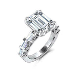 3.5ct Emerald Cut Diamond Milgrain Solitaire Engagement Ring 14K White Gold Over