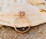 1ct Round Cut Simulated Peach Morganite Solitaire Ring 14k White Gold Plated