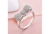 0.5ct Round Cut VVS1 D Diamond Bow Knot Engagement Ring 14k White Gold Finish