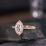 0.75ct Marquise Cut Diamond Halo Women Engagement Ring 14k Rose Gold Finish