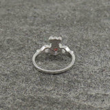 0.5ct Round Cut Red Garnet Engagement Ring Claddagh Design 14k White Gold Finish