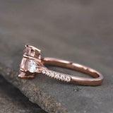 2ct Engagement Ring Oval Cut Morganite Pear Accent Trilogy 14k Rose Gold Finish