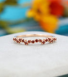 0.5ct Round Cut Simulated Garnet Minimalist Wedding Band 14k Yellow Gold Plated