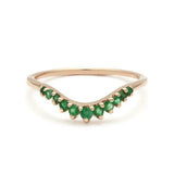 0.25ct Round Green Emerald Wedding Band 14k YellowGold Finish Curved Crown Tiara
