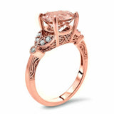 2Ct Round Peach Morganite Milgrain Filigree Solitaire Ring 14K Rose Gold Finish