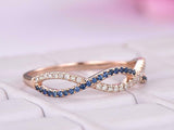 1ct Round Cut Blue Sapphire Wedding Band Ring Half Eternity 14k Rose Gold Finish
