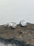 0.45ct Round Cut Diamond Floral Disc Hiphop Stud Earrings 14k White Gold Finish