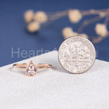 0.3ct Pear Cut Simulated Peach Morganite Solitaire Ring 14k Rose Gold Plated