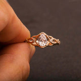 Split Open Band Solitaire with Accent Ring 1ct Pear Diamond 14k Rose Gold Finish