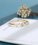 0.5ct Marquise Simulated Diamond Minimalist Wedding Band 14k Yellow Gold Plated