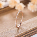 0.3ct Round Cut Moissanite Minimalist Women Wedding Band 14k Rose Gold Plated