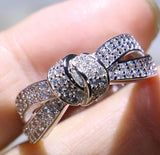 2ct Round Cut VVS1 Diamond Engagement Ring 14k White Gold Finish Ribbon Bow Knot