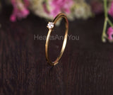 0.1ct Round Cut Moissanite Minimalist Solitaire Ring 14k Yellow Gold Plated