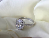 1ct Oval Cut Diamond Solitaire Classic Engagement Ring 14k White Gold Finish