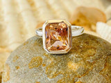 2.5ct Engagement Ring Radiant Cut Peach Morganite Solitaire 14k WhiteGold Finish