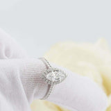 2ct Marquise Cut Diamond Engagement Ring Round Accents Halo 14k WhiteGold Finish