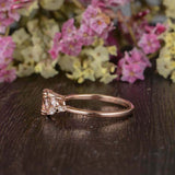 2ct Oval Cut Morganite Leaf Marquise Accent Engagement Ring 14k Rose Gold Finish