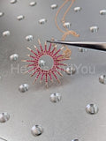 1ct Round Simulated Pink Ruby Sunshine Pendant with Chain 14k Rose Gold Plated
