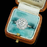 2ct Round Cut Diamond Engagement Ring Halo Milgrain Vintage 14k WhiteGold Finish
