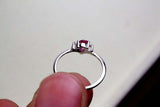0.2ct Engagement Ring Pear Cut Pink Ruby Curved Minimalist 14k White Gold Finish