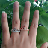 3Ct Round Cut Diamond Princess Tiara Two Statement Rings 14K Dual Gold Finish