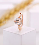 1ct Pear Cut Simulated Morganite Split Halo Engagement Ring 14k Rose Gold Plated