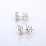 1.6ct Stud Earrings Round Cut Diamond Cluster Halo 14k White Gold Finish