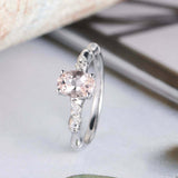 1.4ct Oval Cut Peach Morganite Solitaire Twisted Shank Ring 14k White Gold Over