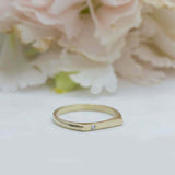 0.1ct Engagement Ring Round Cut Diamond Minimalist 14k Yellow Gold Finish